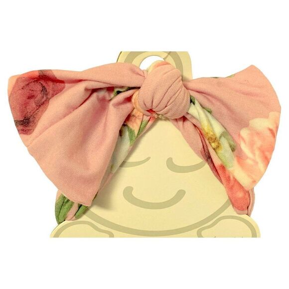 Toby Girl Baby Swaddle Wrap Set Bow Headband 42" x 42" Wrap Pink Rose Floral NEW - Picture 3 of 6